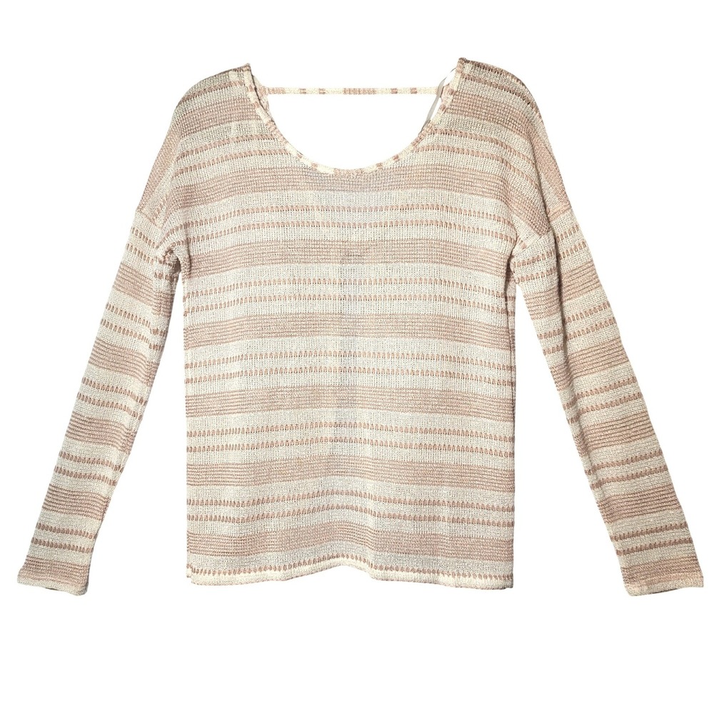 Charming Charlie Womens Pink Cream Striped Twist Back Knit Sweater Size M